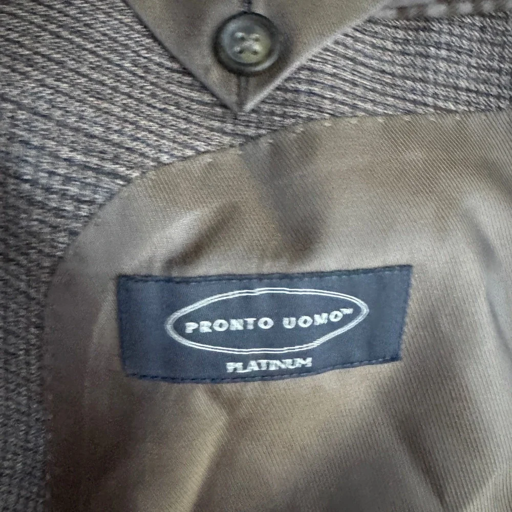 Pronto Uomo Platinum Sport Coat Mens 48R Gray Micro-check Wool Blend Blazer